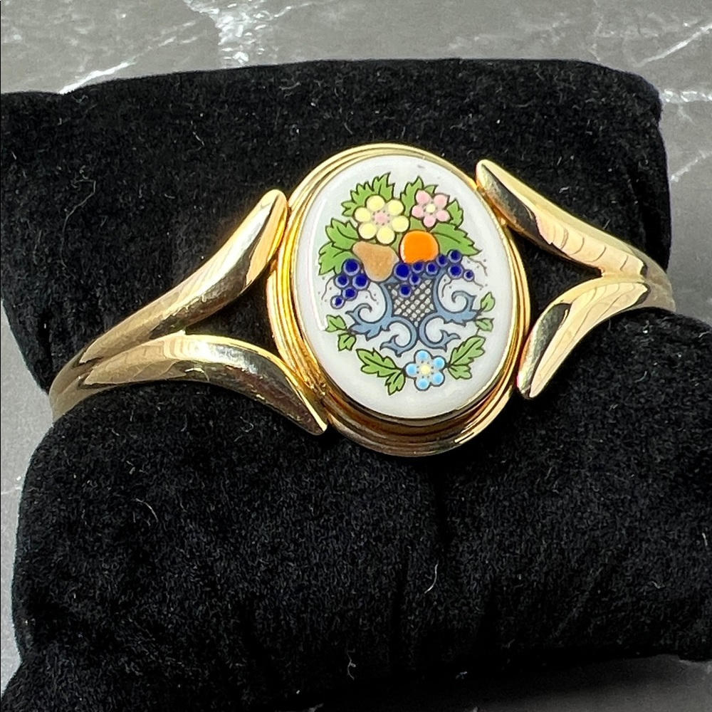 LENOX 14K Gold Filled Porcelain Cuff Bracelet
